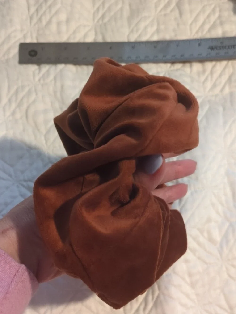 Brown Velvet Hair Scrunchie - Women's Accessory